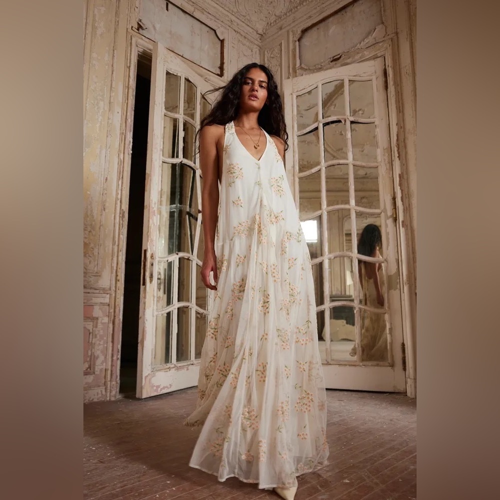 Free People Cream Floral Maxi Dress